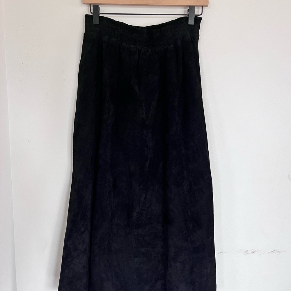 Vintage Integral Black 100% Genuine Leather Suede Midi Skirt - Size 8